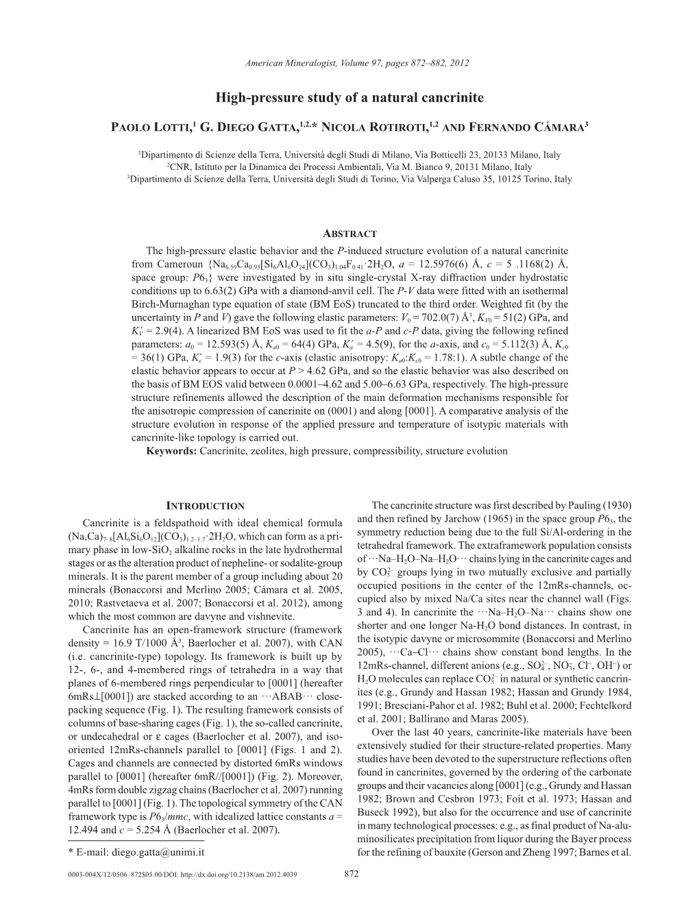 High-Pressure Study of a Natural Cancrinite