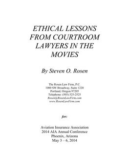 Ethical Lessons from Courtroom Lawyers in the Movies