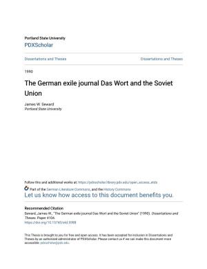 The German Exile Journal Das Wort and the Soviet Union