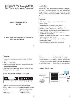 HDMI/SCART PAL System to NTSC HDMI Digital Audio Video Converter