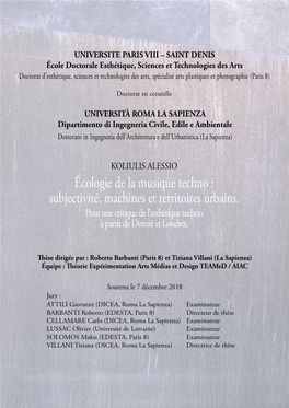 Écologie De La Musique Techno : Subjectivité, Machines Et Territoires Urbains