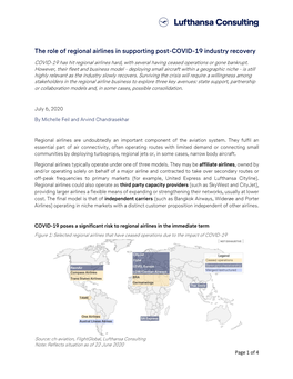 The Role of Regional Airlines in Supporting Post-COVID-19 Industry Recovery