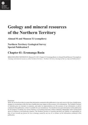 Geology and Mineral Resources of the Northern Territory