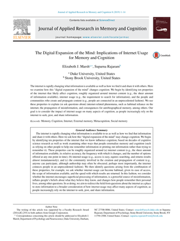The Digital Expansion of the Mind: Implications of Internet Usage For