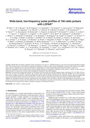 Wide-Band, Low-Frequency Pulse Profiles of 100 Radio Pulsars With
