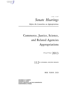 Senate Hearings Before the Committee on Appropriations
