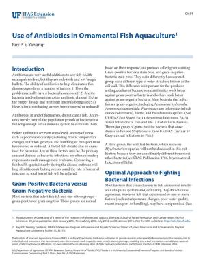 Use of Antibiotics in Ornamental Fish Aquaculture1 Roy P