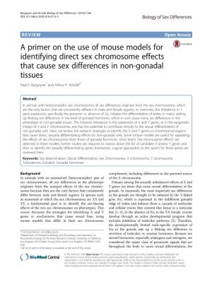 A Primer on the Use of Mouse Models for Identifying Direct Sex Chromosome Effects That Cause Sex Differences in Non-Gonadal Tissues Paul S