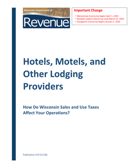 Pub 219 Hotels, Motels, and Other Lodging Providers -- November