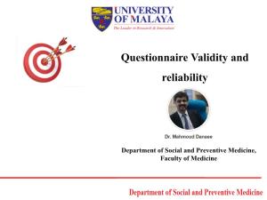 Questionnaire Validity and Reliability