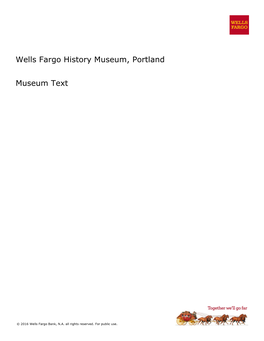 Wells Fargo History Museum, Portland Museum Text