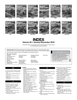 To View a PDF Version of the Model Railroader Magazine Index for 2016