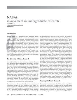 Involvement in Undergraduate Research NASA's