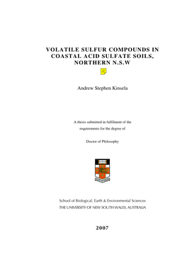 Volatile Sulfur Compounds in Coastal Acid Sulfate Soils, Northern N.S.W