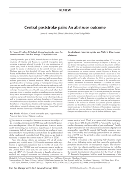 Central Poststroke Pain: an Abstruse Outcome