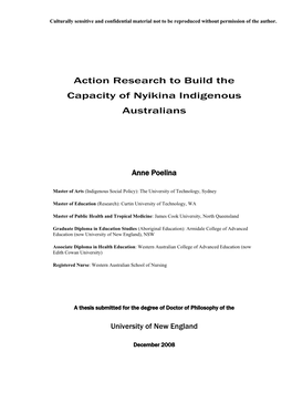 Action Research to Build the Capacity of Nyikina Indigenous Australians