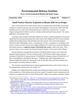 Environmental Defense Institute News on Environmental Health and Safety Issues