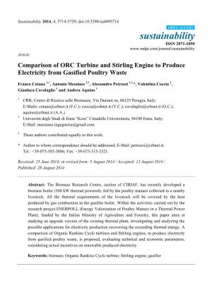 Comparison of ORC Turbine and Stirling Engine to Produce Electricity from Gasified Poultry Waste