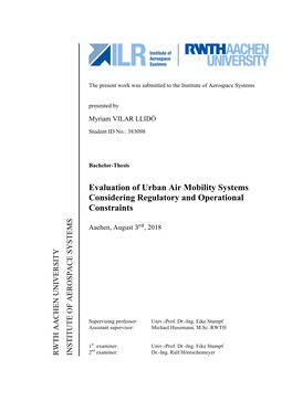 Evaluation of Urban Air Mobility Systems Considering Regulatory and Operational Constraints