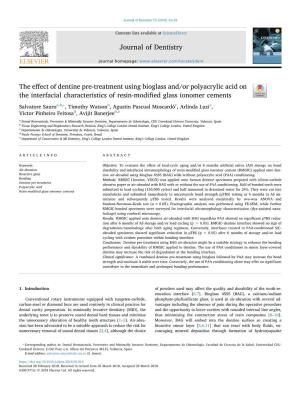 The Effect of Dentine Pre-Treatment Using Bioglass And/Or Polyacrylic
