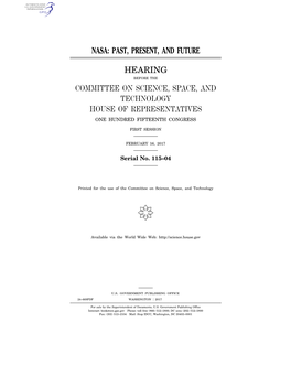 Committee on Science, Space, and Technology House of Representatives One Hundred Fifteenth Congress