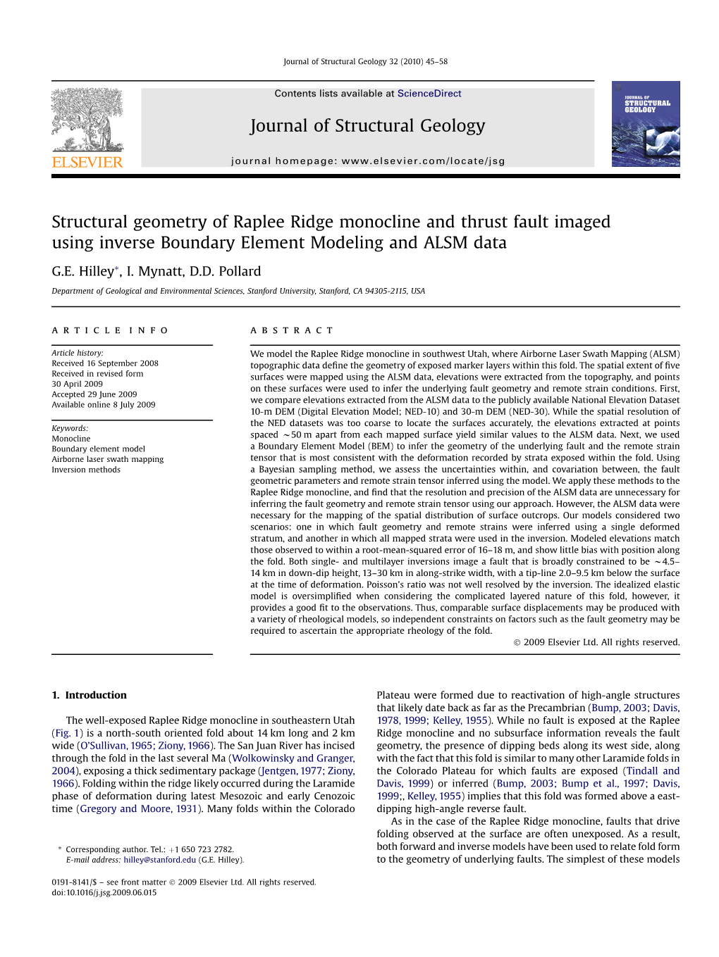 Raplee Ridge Monocline and Thrust Fault Imaged Using Inverse Boundary Element Modeling and ALSM Data