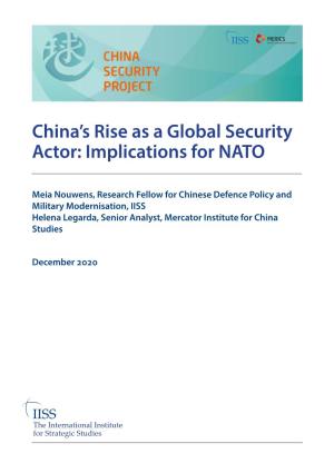China's Rise As a Global Security Actor: Implications for NATO