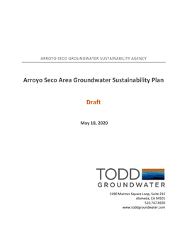 Arroyo Seco Area Groundwater Sustainability Plan Draft