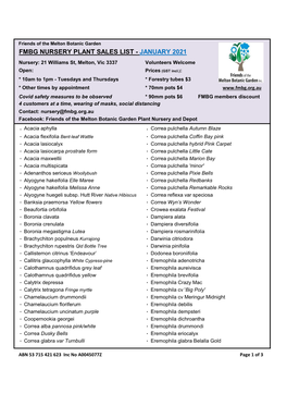 Fmbg Nursery Plant Sales List