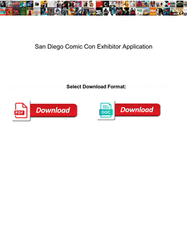 San Diego Comic Con Exhibitor Application