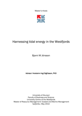 Harnessing Tidal Energy in the Westfjords