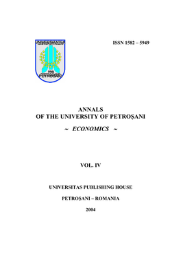 Annals of the University of Petroşani ∼ Economics ∼