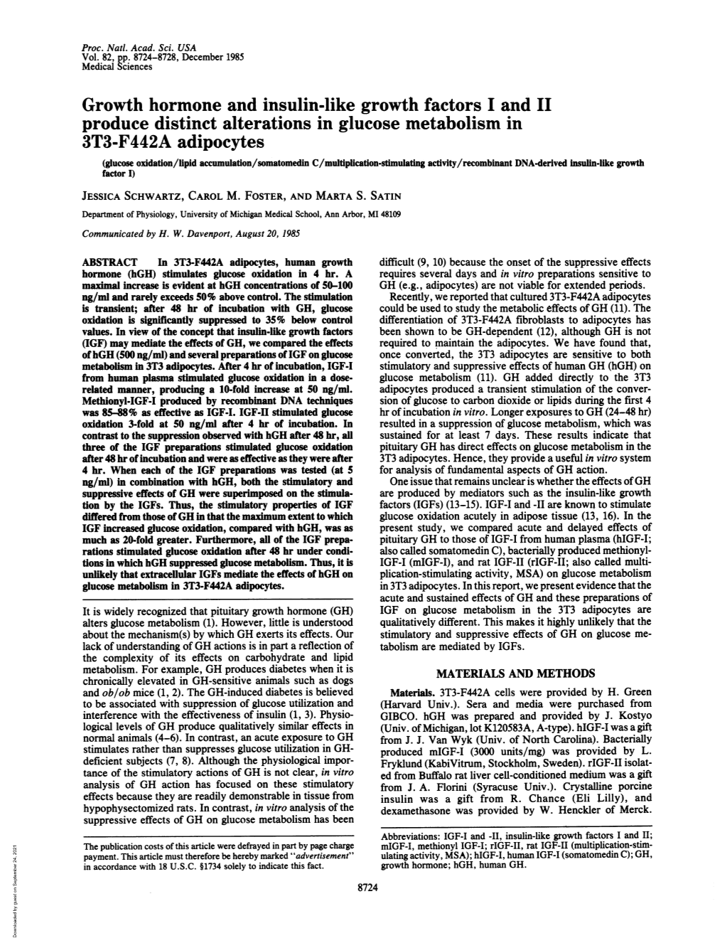 Growth Hormone and Insulin-Like Growth Factors I and II Produce