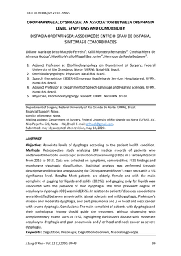 Oropharyngeal Dysphagia: an Association Between