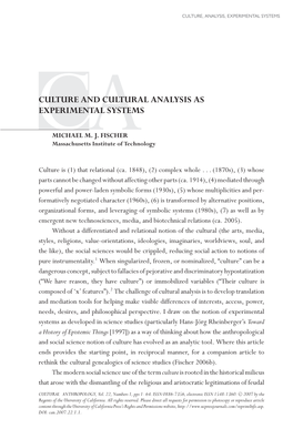 Caculture and Cultural Analysis As