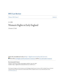Women's Rights in Early England Christine G