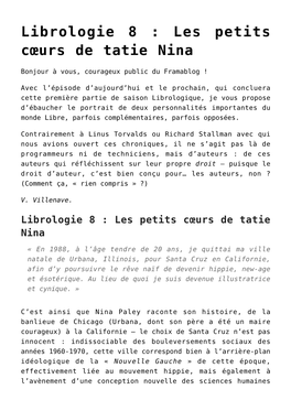 Librologie 8 : Les Petits Cœurs De Tatie Nina