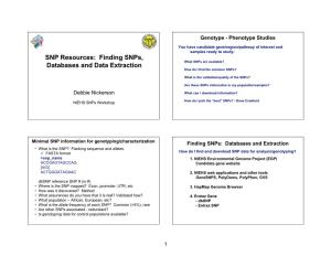 SNP Resources: Finding Snps, Databases and Data Extraction