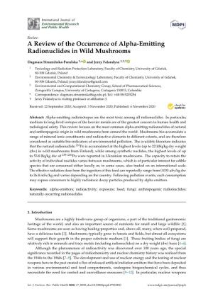 A Review of the Occurrence of Alpha-Emitting Radionuclides in Wild Mushrooms