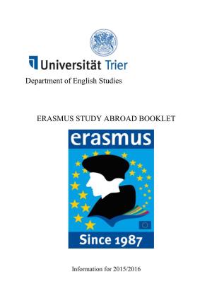 ERASMUS Study Abroad Department of English Studies