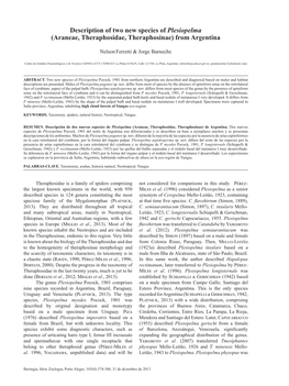 Description of Two New Species of Plesiopelma (Araneae, Theraphosidae, Theraphosinae) from Argentina