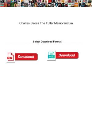 Charles Stross the Fuller Memorandum