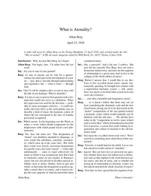 What Is Atonality (1930)