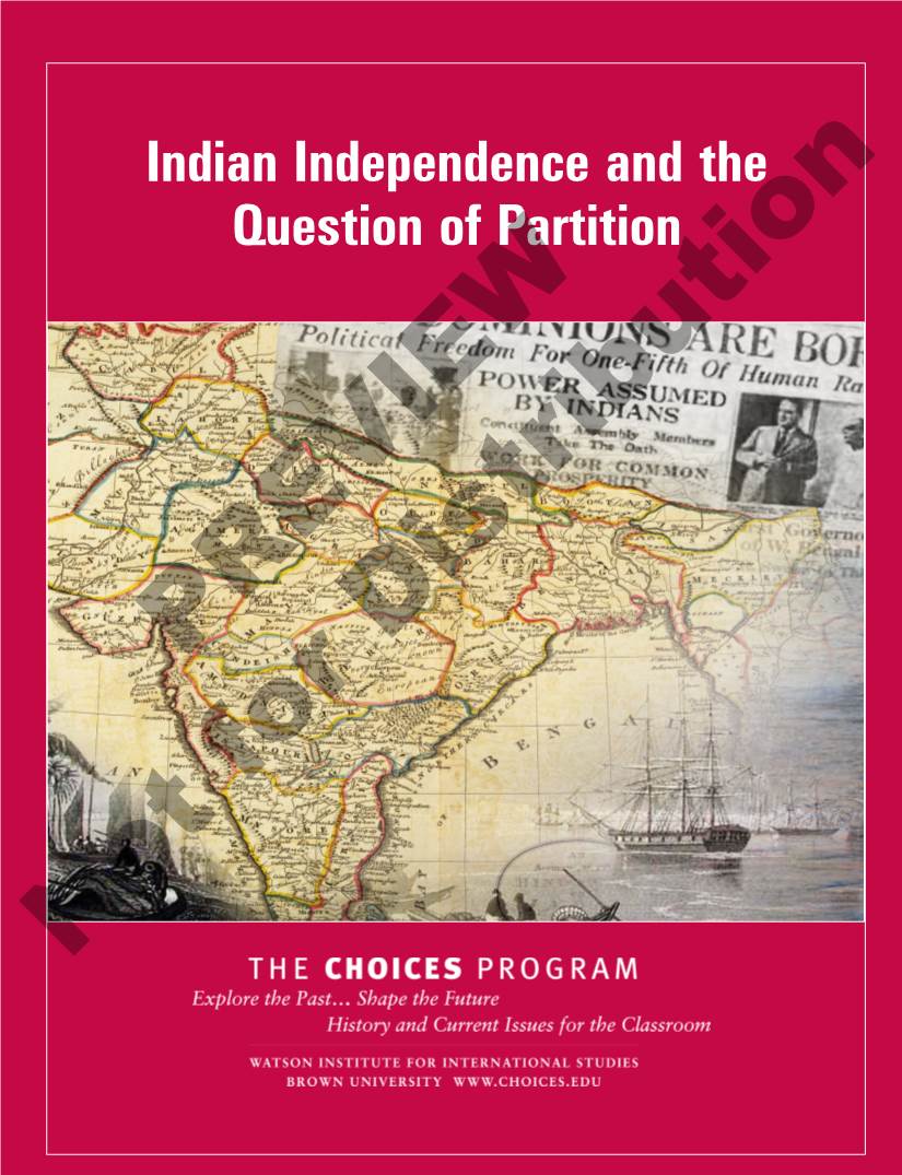 Indian Independence and the Question of Partition
