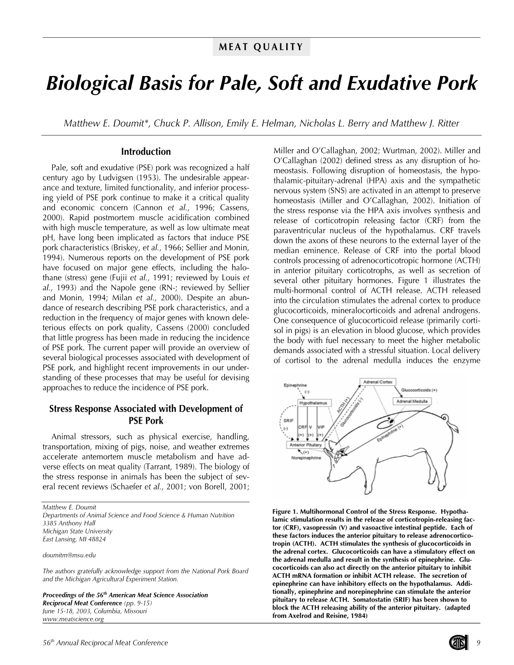 Biological Basis for Pale, Soft and Exudative Pork