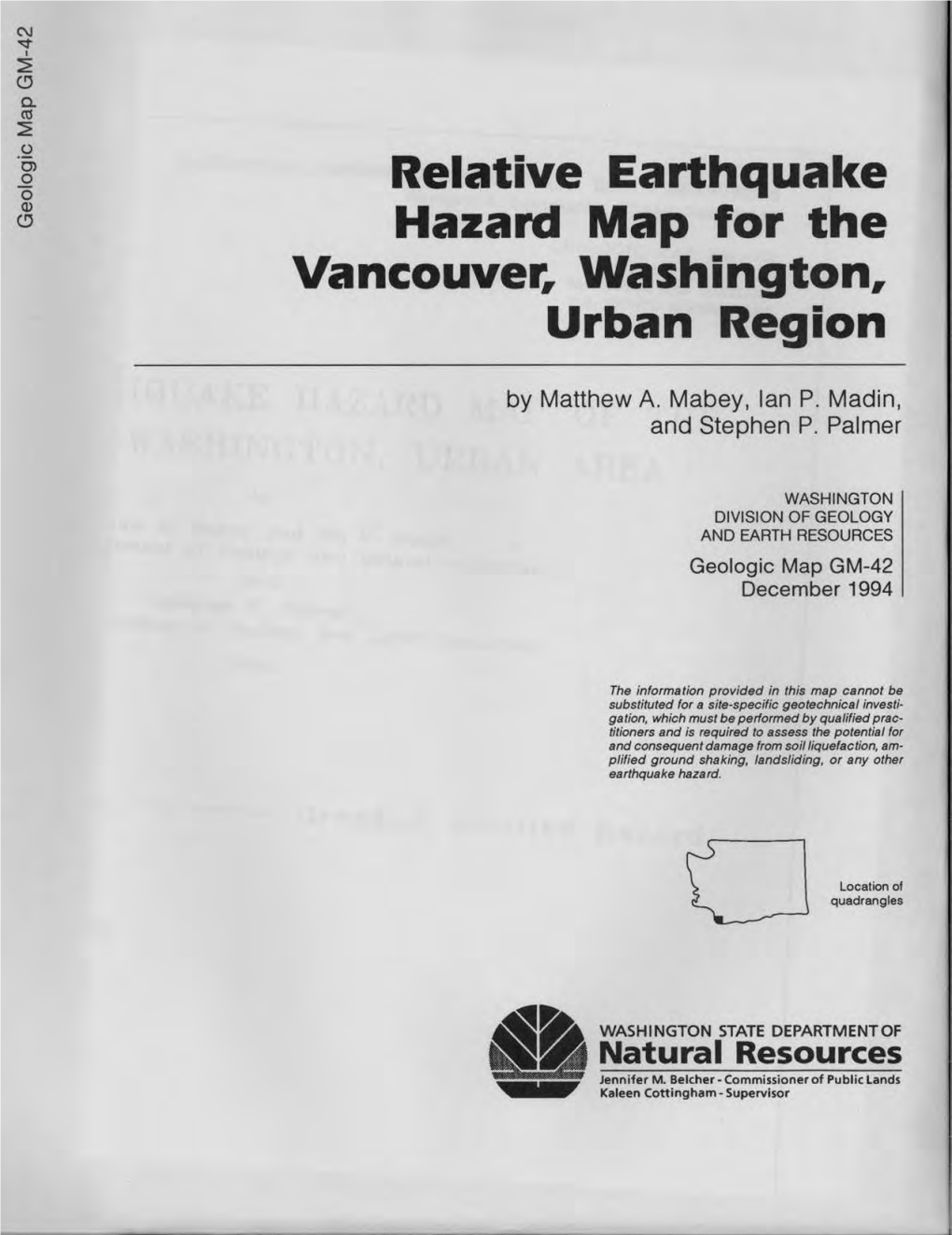 Relative Earthquake Hazard Map for the Vancouver, Washington, Urban Region