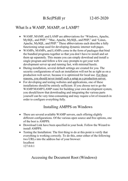 II Yr 12-05-2020 What Is a WAMP, MAMP, Or LAMP?