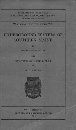 Underground Waters of Southern Maine