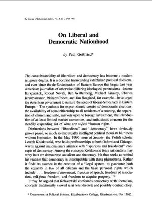 On Liberal and Democratic Nationhood
