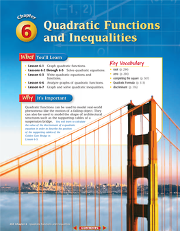 Quadratic Functions and Inequalities